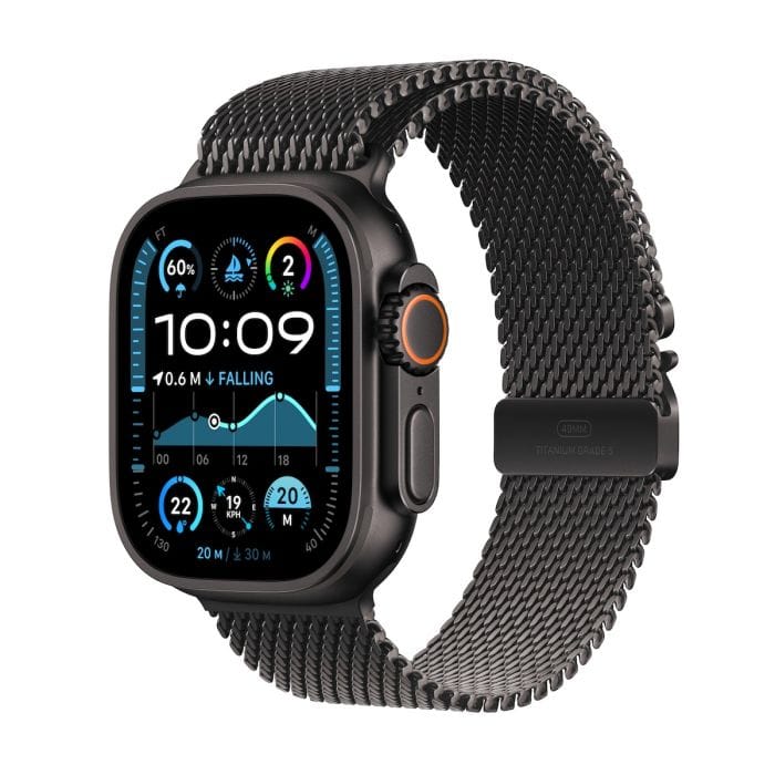 Apple Watch Ultra 2 v2, Black Titanium Milanese Loop pašček M - slika 1