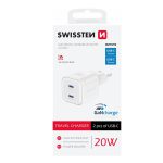 SWISSTEN NETWORK ADAPTER Gan 2x USB-C 20W white